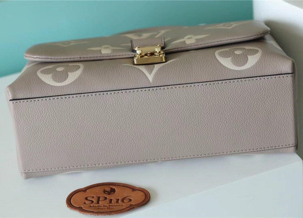 1:1 Replica Louis Vuitton LV Madeleine MM Monogram Empreinte Dove Gray/ Creme Beige Luxury Bag For Women M46041 - 11.8in/30cm