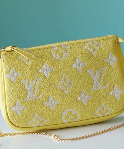 1:1 Replica Louis Vuitton LV Mini Pochette Accessoires Monogram Empreinte Leather Luxury Bag For Women M46129 - 15.5cm/6.1in