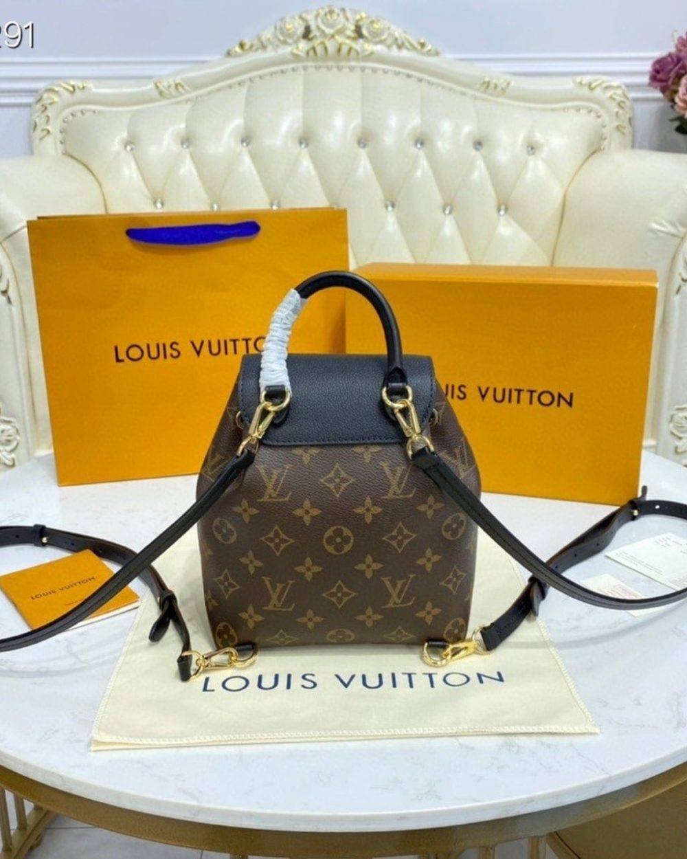 1:1 Replica Louis Vuitton LV Montsouris BB Monogram Canvas Black Luxury Bag For Women M45516 - 7.9in/20cm