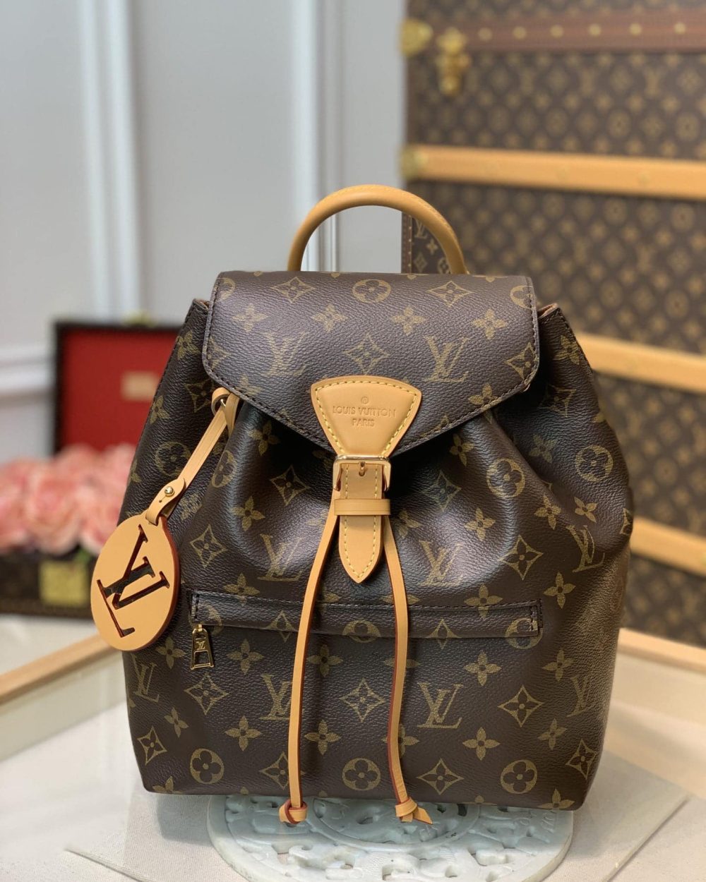1:1 Replica Louis Vuitton LV Montsouris PM Brown Essential Backpack For Women M45501 - 13 in/ 33cm