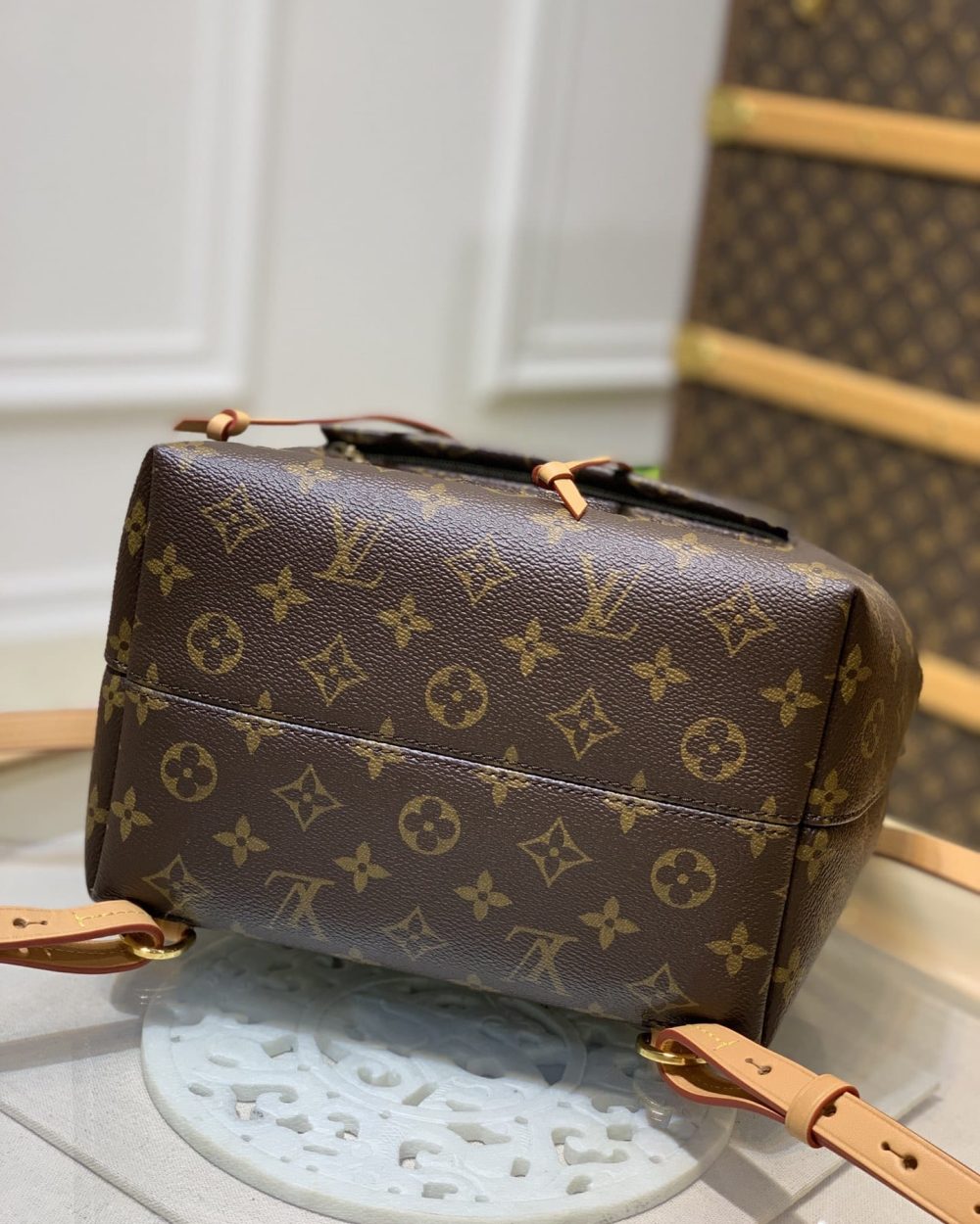 1:1 Replica Louis Vuitton LV Montsouris PM Brown Essential Backpack For Women M45501 - 13 in/ 33cm