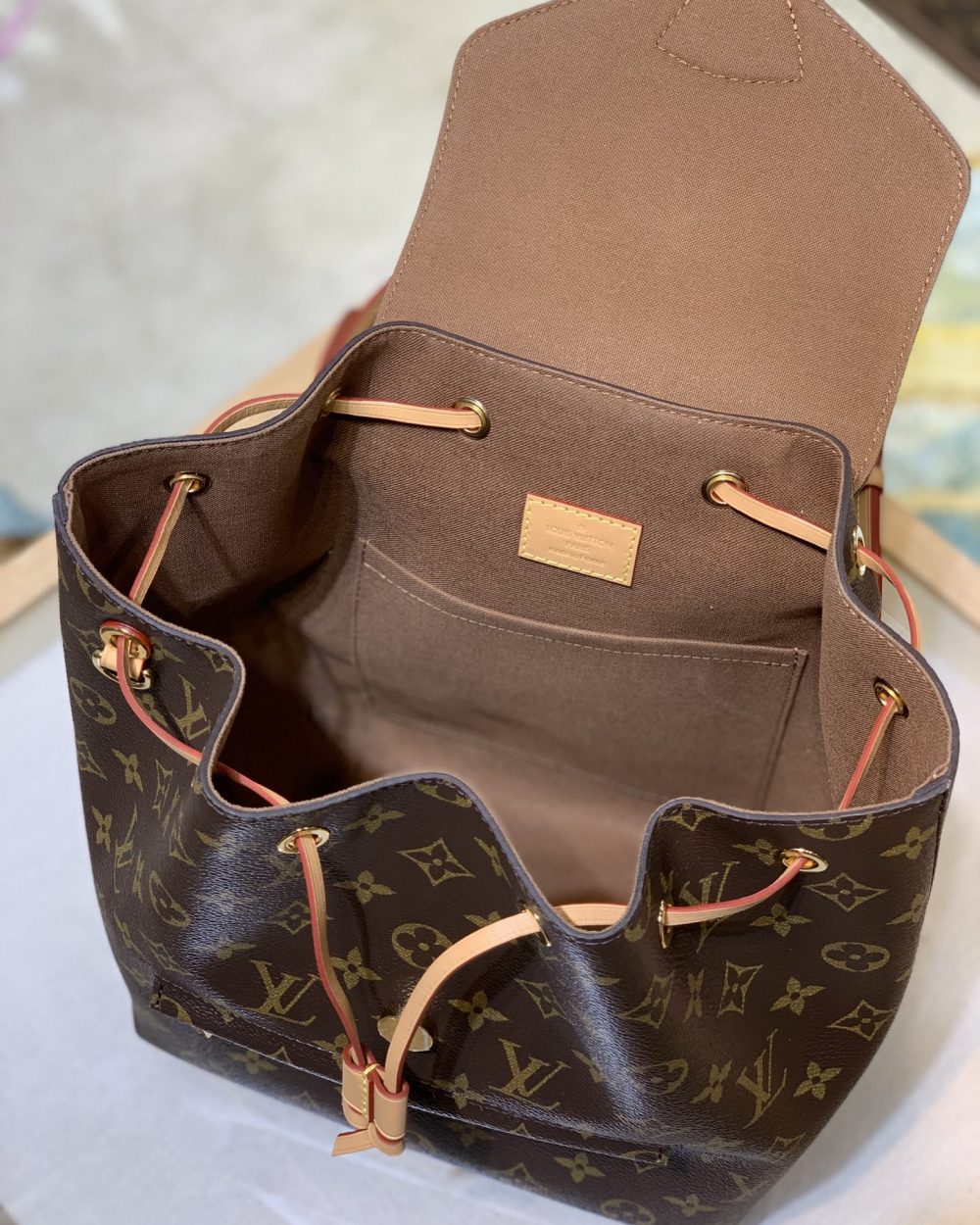 1:1 Replica Louis Vuitton LV Montsouris PM Brown Essential Backpack For Women M45501 - 13 in/ 33cm