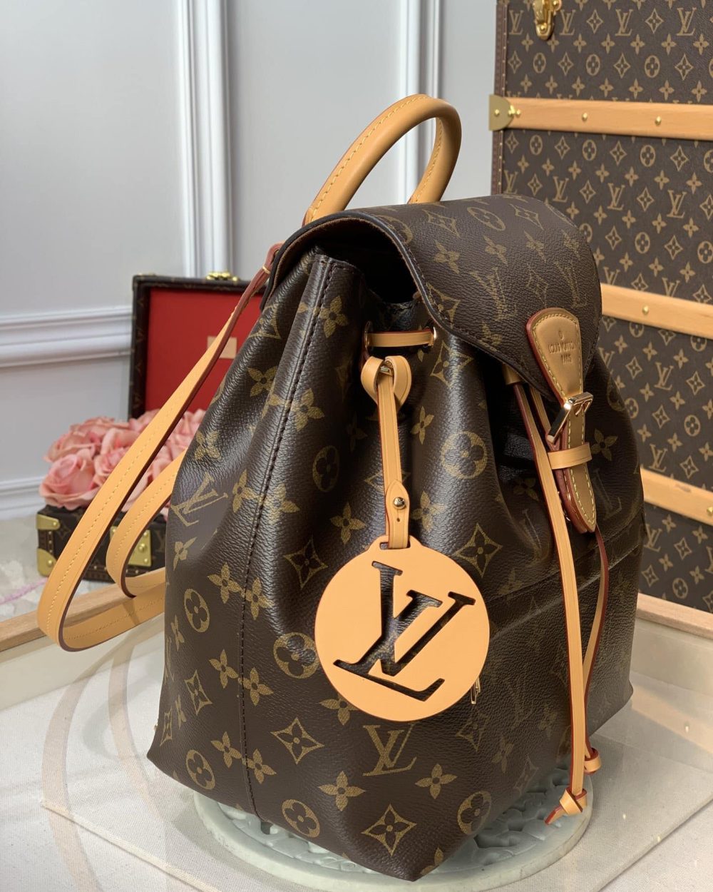 1:1 Replica Louis Vuitton LV Montsouris PM Brown Essential Backpack For Women M45501 - 13 in/ 33cm