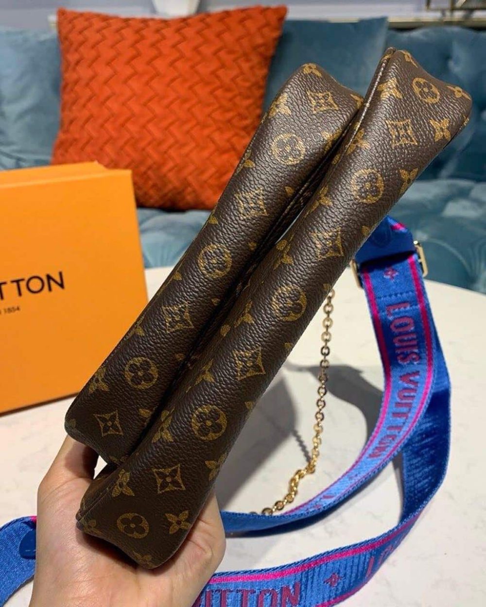 1:1 Replica Louis Vuitton LV Multi Pochette Accessoires Monogram Canvas Blue Luxury Bag For Women - 9.4in/24cm