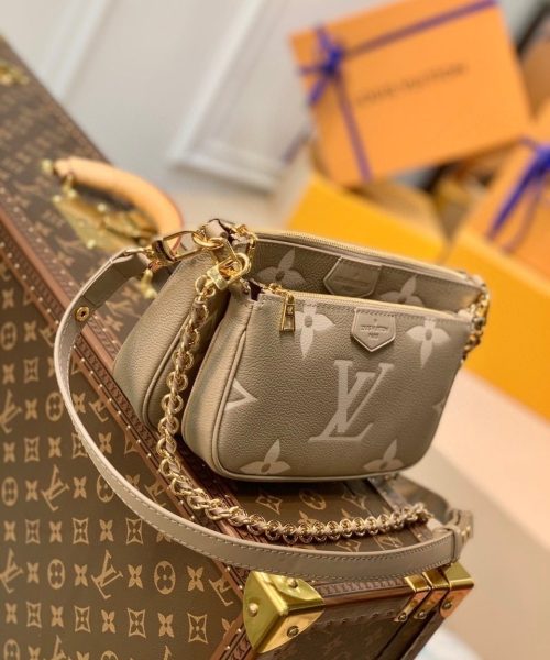 1:1 Replica Louis Vuitton LV Multi Pochette Accessoires Monogram Empreinte Leather Luxury Bag For Women - 9.8in/25cm