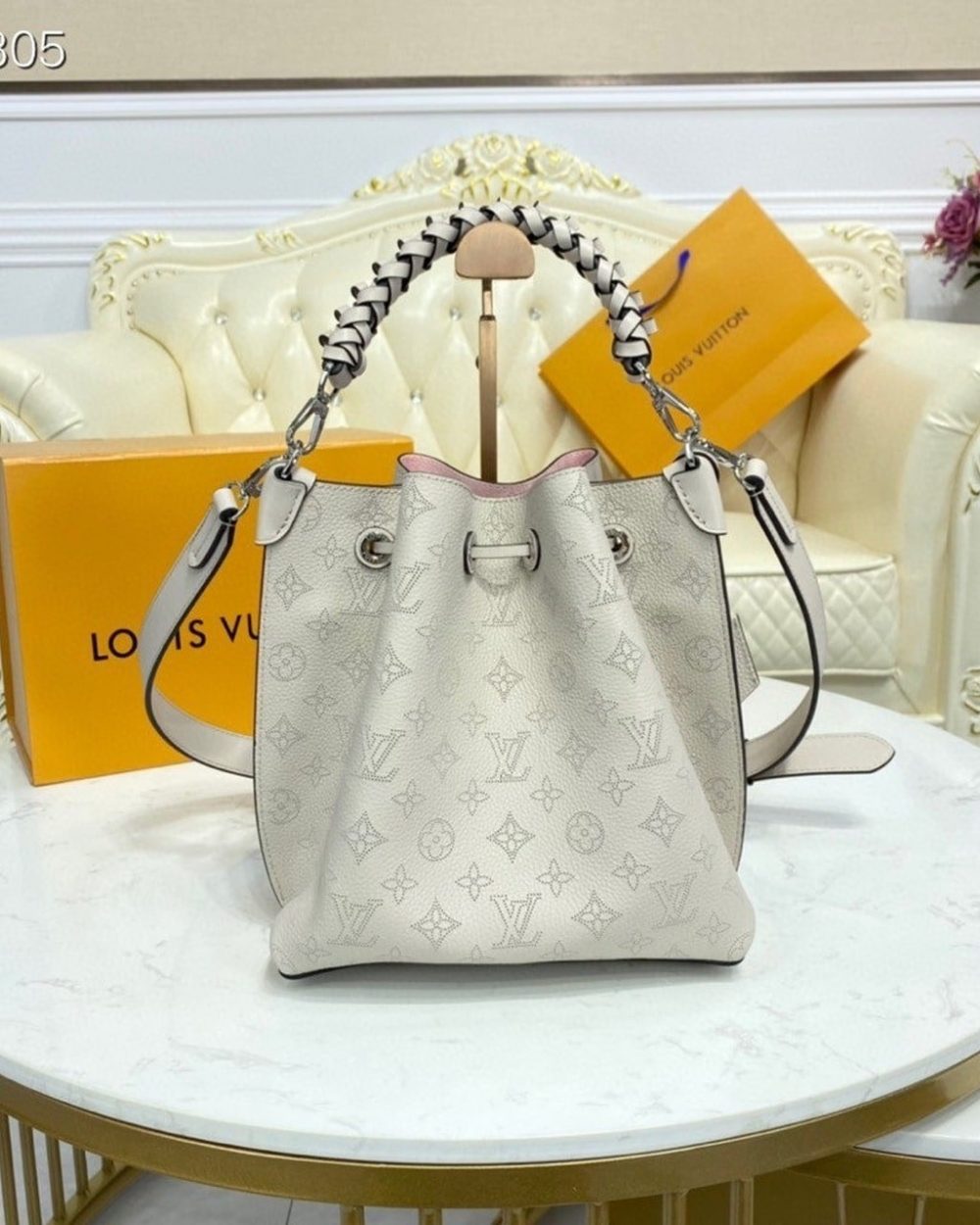 1:1 Replica Louis Vuitton LV Muria Bucket Bag Snow White Luxury Bag For Women M58483 - 9.8in/25cm
