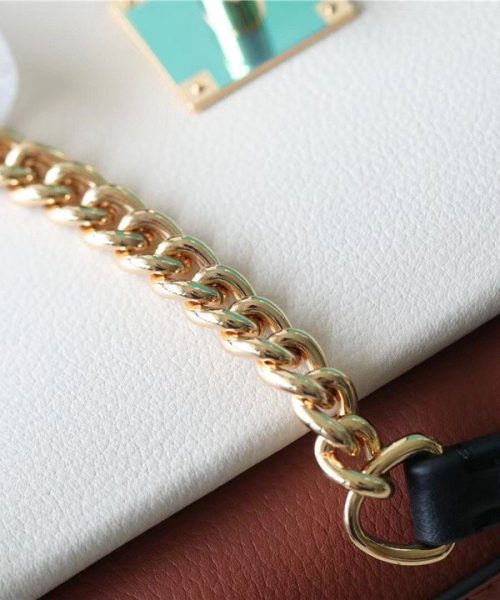 1:1 Replica Louis Vuitton LV Mylockme Chain Bag Brown/ Quartz White Luxury Bag For Women - 8.9in/22.5cm