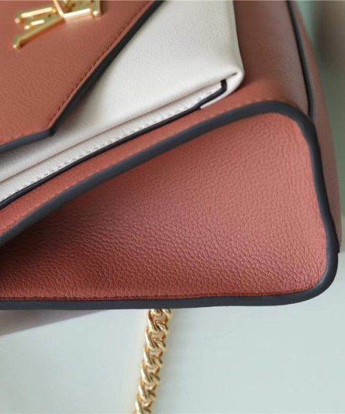 1:1 Replica Louis Vuitton LV Mylockme Chain Bag Brown/ Quartz White Luxury Bag For Women - 8.9in/22.5cm