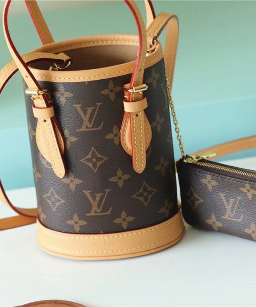 1:1 Replica Louis Vuitton LV Nano Bucket Bag Monogram Canvas Brown Luxury Bag For Women Brown - 6.7in/17cm