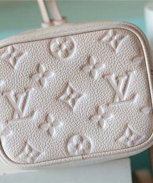 1:1 Replica Louis Vuitton LV Nano Noe Monogram Empreinte Light Beige Luxury Bag For Women M81463 - 6.3in/16cm