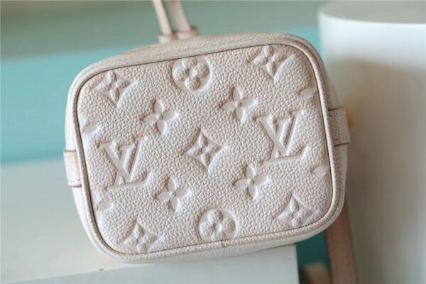 1:1 Replica Louis Vuitton LV Nano Noe Monogram Empreinte Light Beige Luxury Bag For Women M81463 - 6.3in/16cm
