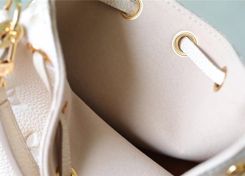 1:1 Replica Louis Vuitton LV Nano Noe Monogram Empreinte Light Beige Luxury Bag For Women M81463 - 6.3in/16cm