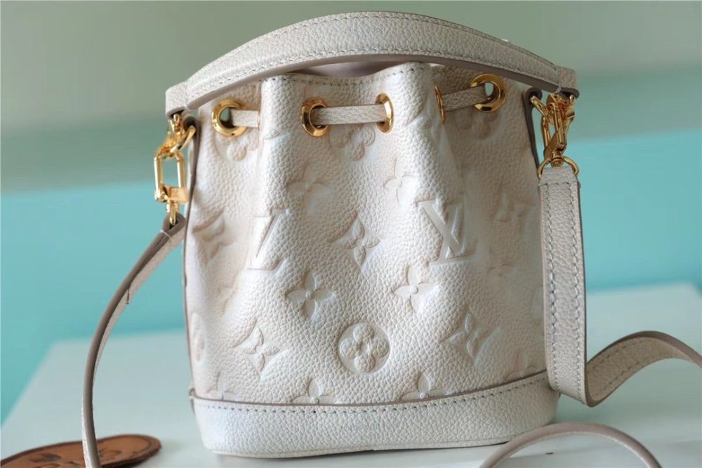 1:1 Replica Louis Vuitton LV Nano Noe Monogram Empreinte Light Beige Luxury Bag For Women M81463 - 6.3in/16cm - Image 5