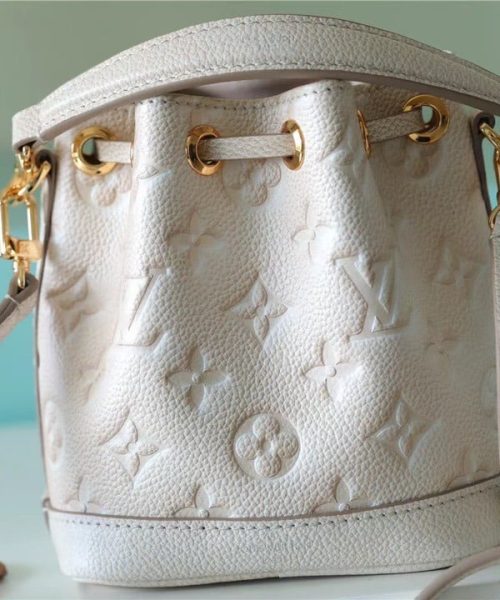 1:1 Replica Louis Vuitton LV Nano Noe Monogram Empreinte Light Beige Luxury Bag For Women M81463 - 6.3in/16cm