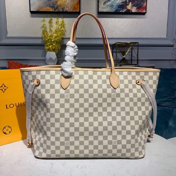 1:1 Replica Louis Vuitton LV Neverfull GM Damier Azur Canvas Luxury Bag For Women N41360 - 15.4in/39cm