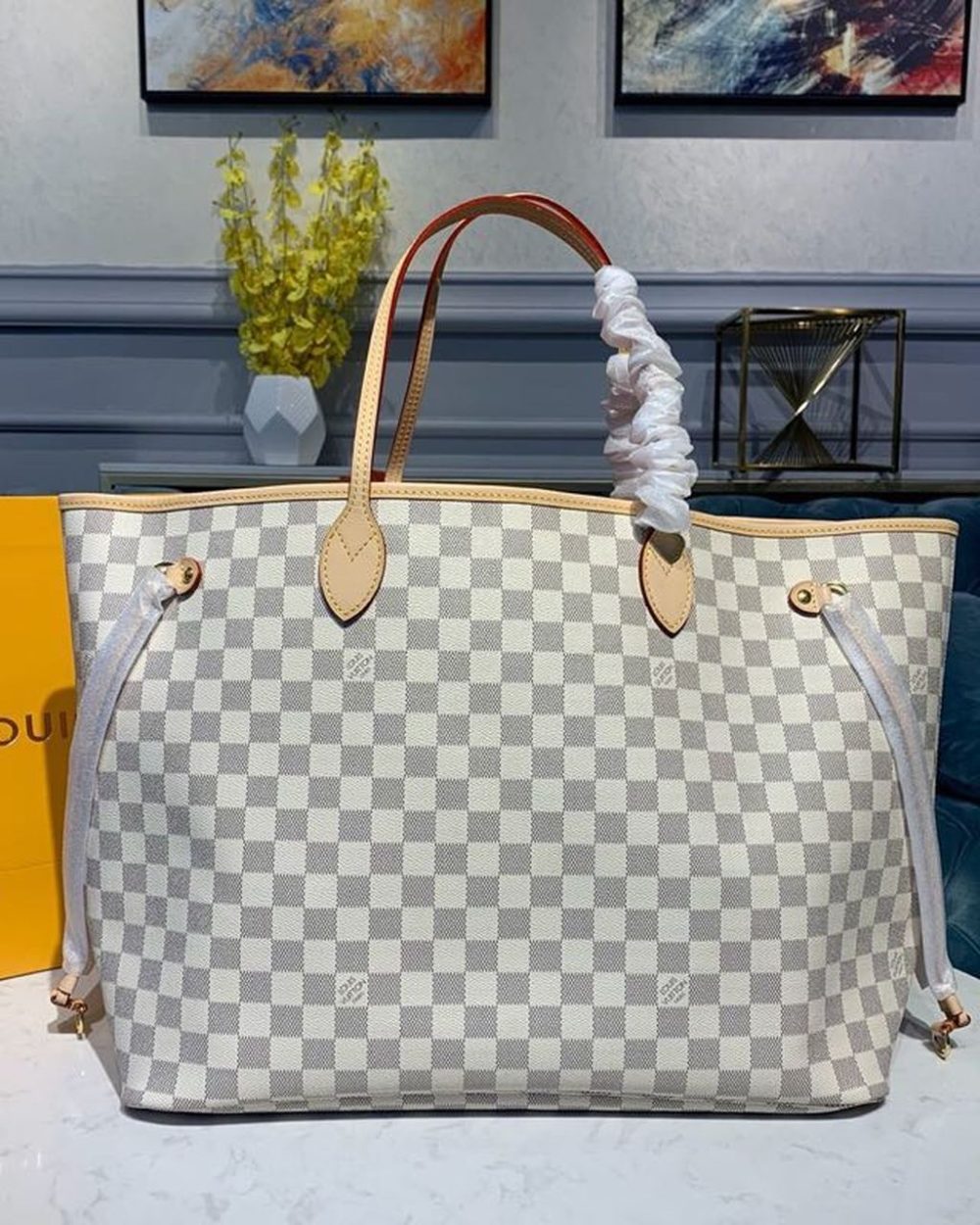 1:1 Replica Louis Vuitton LV Neverfull GM Damier Azur Canvas Luxury Bag For Women N41604 - 15.4in/39cm