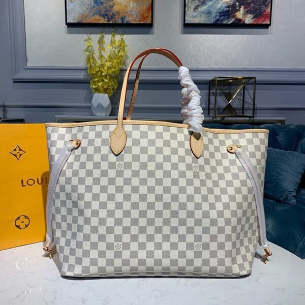 1:1 Replica Louis Vuitton LV Neverfull GM Damier Azur Canvas Luxury Bag For Women N41604 - 15.4in/39cm