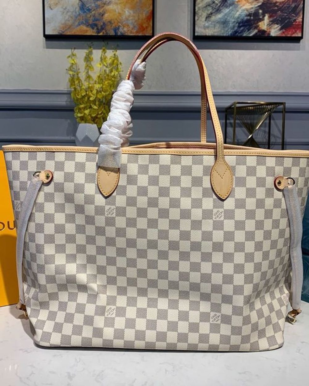 1:1 Replica Louis Vuitton LV Neverfull GM Damier Azur Canvas Luxury Bag For Women N41604 - 15.4in/39cm