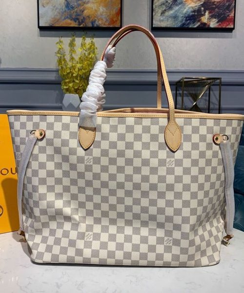 1:1 Replica Louis Vuitton LV Neverfull GM Damier Azur Canvas Luxury Bag For Women N41604 - 15.4in/39cm