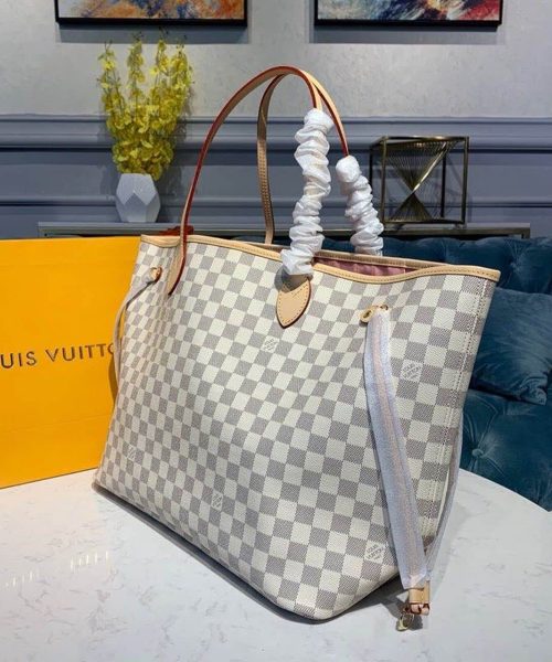 1:1 Replica Louis Vuitton LV Neverfull GM Damier Azur Canvas Luxury Bag For Women N41604 - 15.4in/39cm