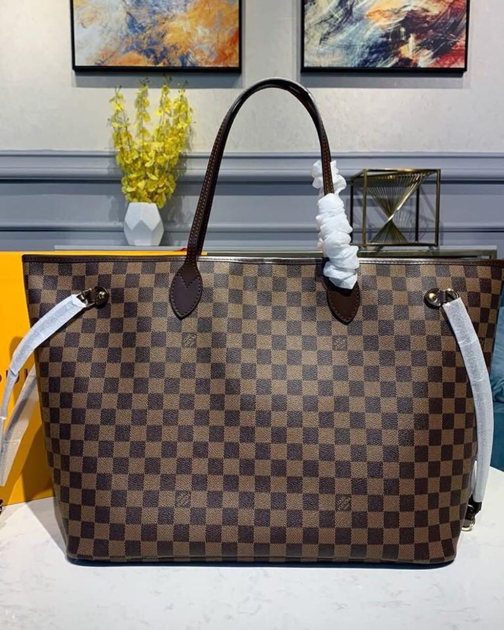 1:1 Replica Louis Vuitton LV Neverfull GM Damier Ebene Canvas Luxury Bag For Women N41357 - 15.7in/40cm