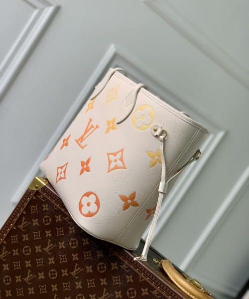 1:1 Replica Louis Vuitton LV Neverfull MM Monogram Empreinte Beige Clair Luxury Women Bag M46516 30.9cm/ 12.2in