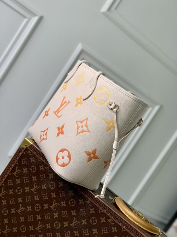 1:1 Replica Louis Vuitton LV Neverfull MM Monogram Empreinte Beige Clair Luxury Women Bag M46516 30.9cm/ 12.2in