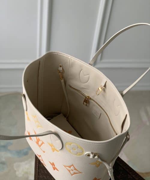 1:1 Replica Louis Vuitton LV Neverfull MM Monogram Empreinte Beige Clair Luxury Women Bag M46516 30.9cm/ 12.2in