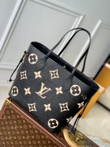 1:1 Replica Louis Vuitton LV Neverfull MM Monogram Empreinte Leather Black Luxury Bag For Women M58907 - 31cm/ 12.2in