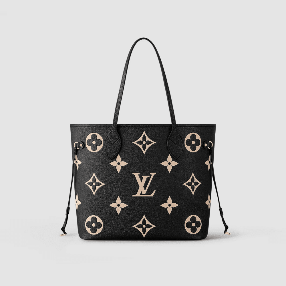 1:1 Replica Louis Vuitton LV Neverfull MM Monogram Empreinte Leather Black Luxury Bag For Women M58907 - 31cm/ 12.2in