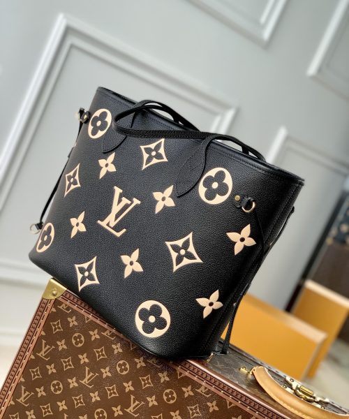 1:1 Replica Louis Vuitton LV Neverfull MM Monogram Empreinte Leather Black Luxury Bag For Women M58907 - 31cm/ 12.2in