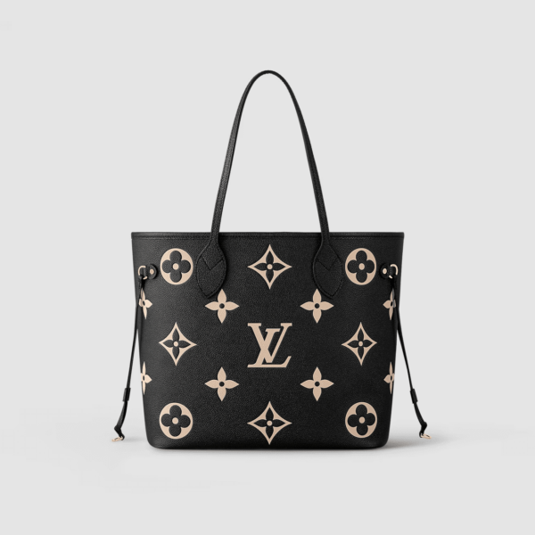 1:1 Replica Louis Vuitton LV Neverfull MM Monogram Empreinte Leather Black Luxury Bag For Women M58907 - 31cm/ 12.2in