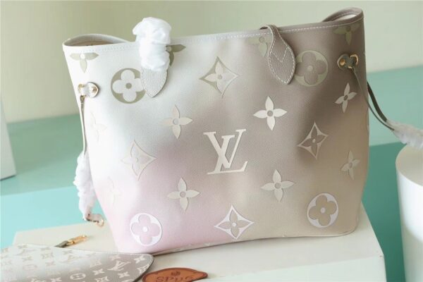 1:1 Replica Louis Vuitton LV Neverfull MM Monogram Canvas Sunset Khaki Luxury Bag For Women M59859 - 12.2in/31cm
