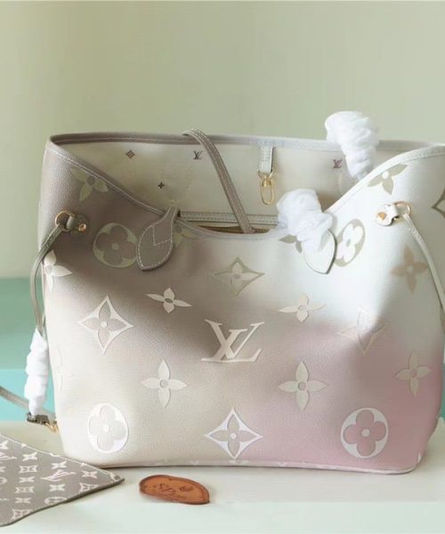 1:1 Replica Louis Vuitton LV Neverfull MM Monogram Canvas Sunset Khaki Luxury Bag For Women M59859 - 12.2in/31cm