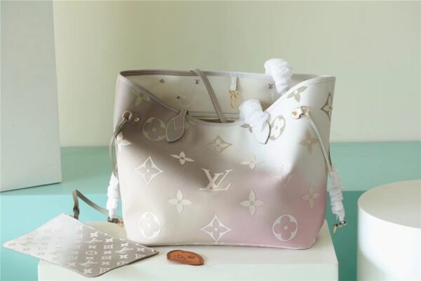 1:1 Replica Louis Vuitton LV Neverfull MM Monogram Canvas Sunset Khaki Luxury Bag For Women M59859 - 12.2in/31cm