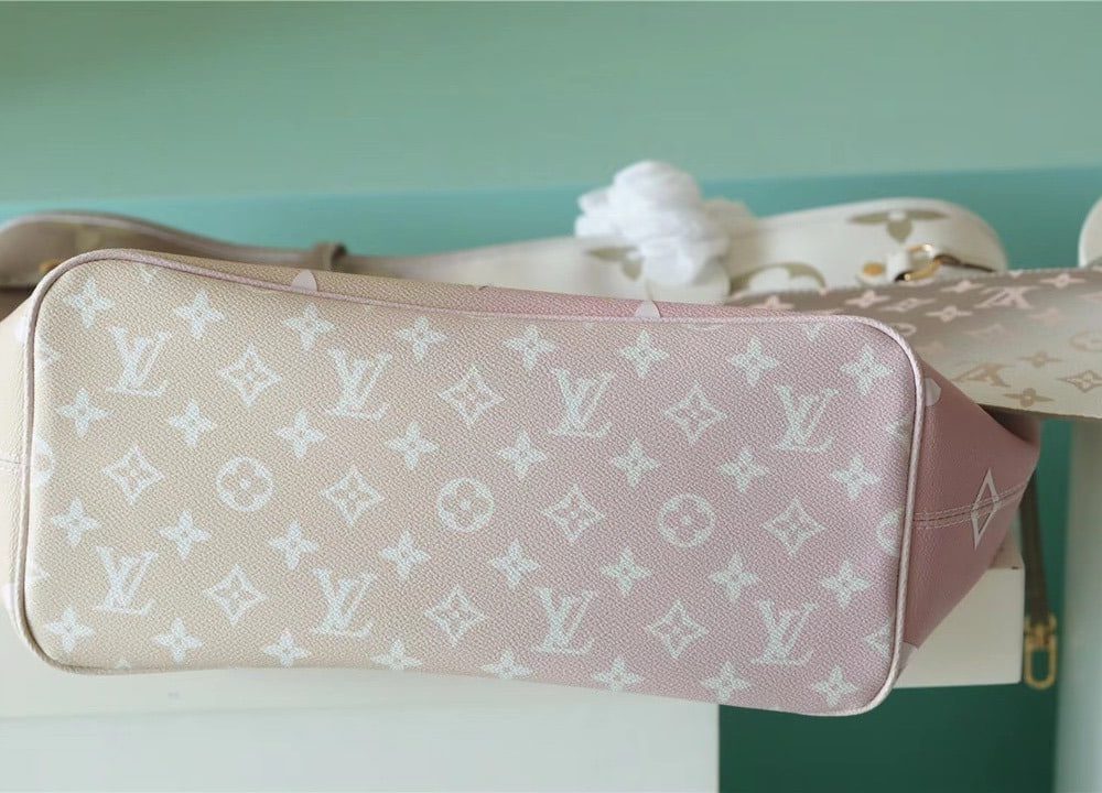 1:1 Replica Louis Vuitton LV Neverfull MM Monogram Canvas Sunset Khaki Luxury Bag For Women M59859 - 12.2in/31cm