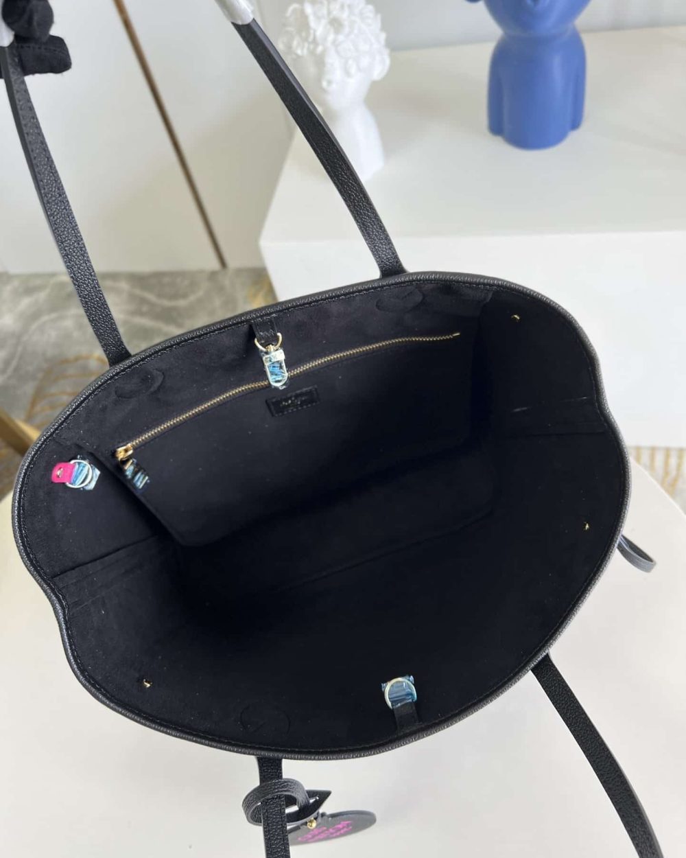 1:1 Replica Louis Vuitton LV Neverfull MM Monogram Empreinte Black/White Luxury Bag For Women M46103 - 12.2in/31cm