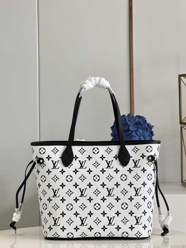 1:1 Replica Louis Vuitton LV Neverfull MM Monogram Empreinte Black/White Luxury Bag For Women M46103 - 12.2in/31cm