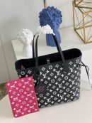 1:1 Replica Louis Vuitton LV Neverfull MM Monogram Empreinte Black/White Luxury Bag For Women M46103 - 12.2in/31cm