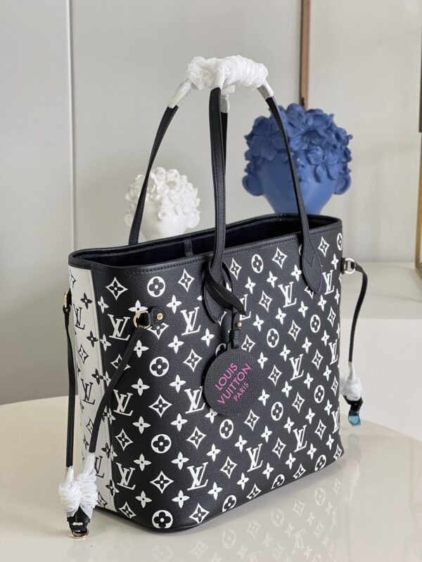 1:1 Replica Louis Vuitton LV Neverfull MM Monogram Empreinte Black/White Luxury Bag For Women M46103 - 12.2in/31cm