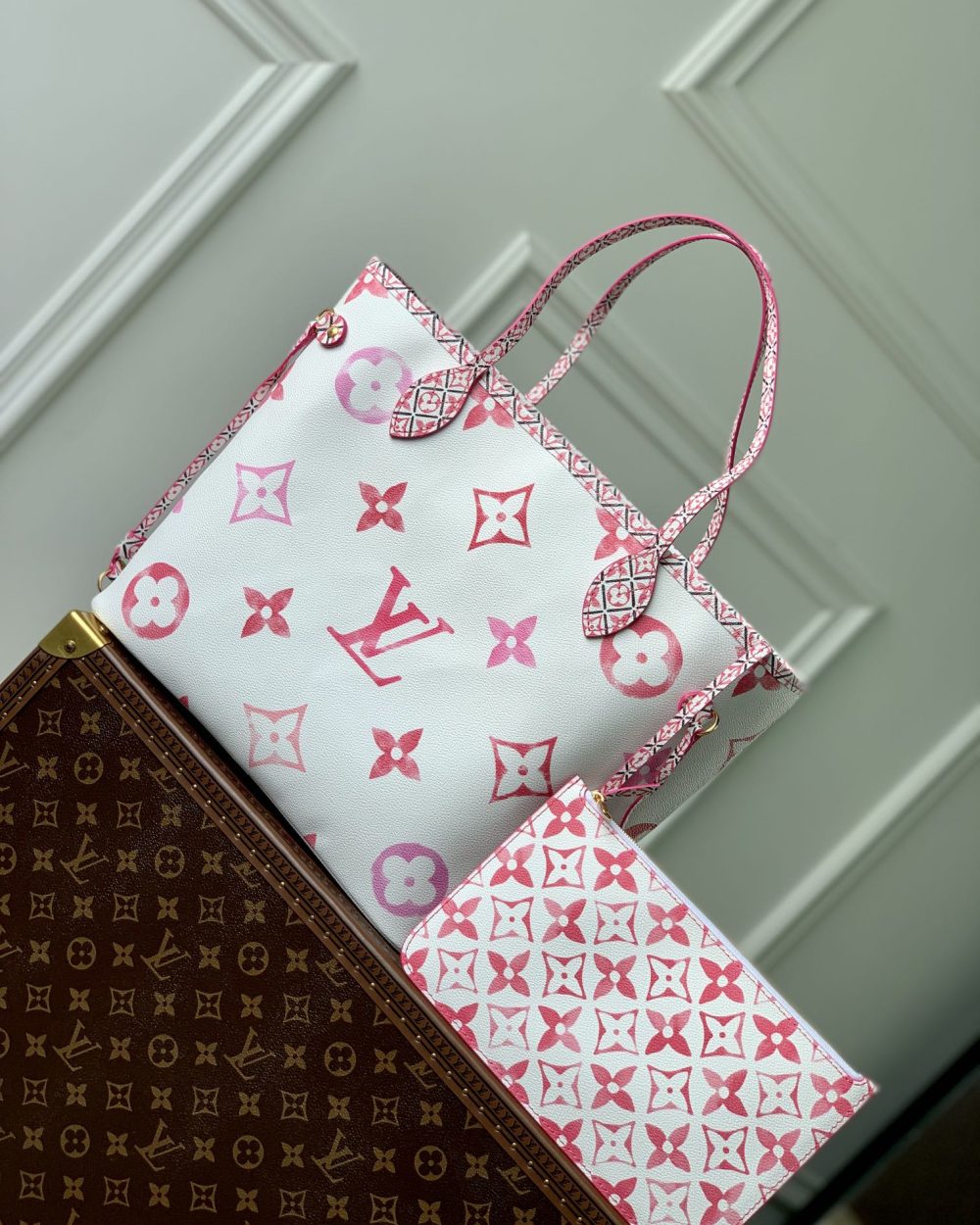 1:1 Replica Louis Vuitton LV Neverfull MM Other Monogram Canvas Pink Luxury Bag For Women M22980 - 31cm/ 12.2in