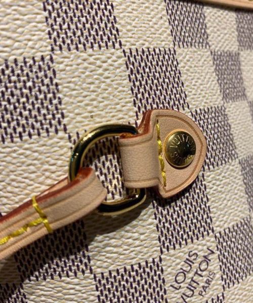 1:1 Replica Louis Vuitton LV Neverfull MM Damier Azur Canvas Luxury Bag For Women N41361 - 12.2in/31cm