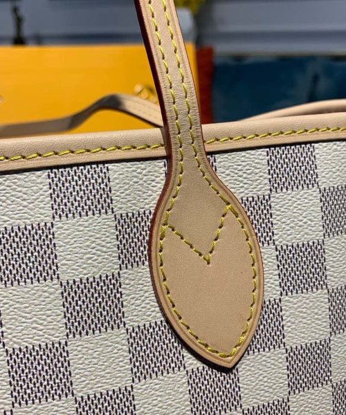 1:1 Replica Louis Vuitton LV Neverfull MM Damier Azur Canvas Luxury Bag For Women N41605 - 12.2in/31cm