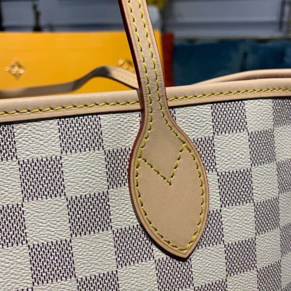 1:1 Replica Louis Vuitton LV Neverfull MM Damier Azur Canvas Luxury Bag For Women N41605 - 12.2in/31cm