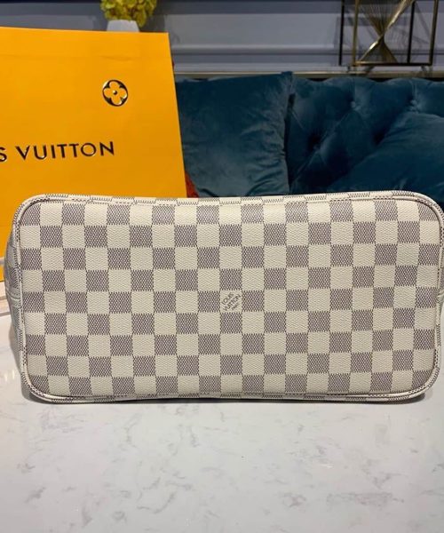 1:1 Replica Louis Vuitton LV Neverfull MM Damier Azur Canvas Luxury Bag For Women N41605 - 12.2in/31cm