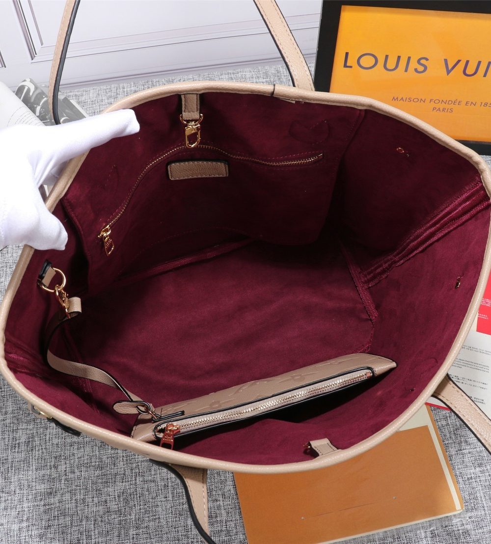 1:1 Replica Louis Vuitton LV Neverfull MM Monogram Empreinte Leather Luxury Bag For Women M45686 - 12.2in/31cm