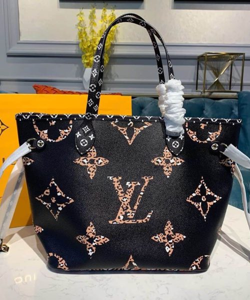 1:1 Replica Louis Vuitton LV Neverfull MM Monogram Canvas Jungle Black Luxury Bag For Women M44676 - 12.2in/31cm