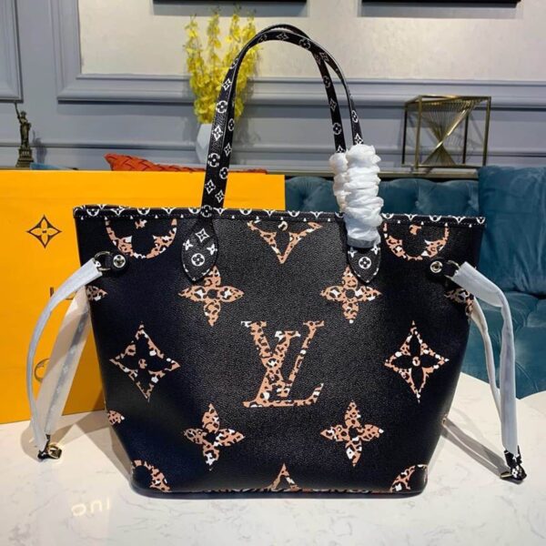 1:1 Replica Louis Vuitton LV Neverfull MM Monogram Canvas Jungle Black Luxury Bag For Women M44676 - 12.2in/31cm