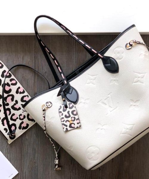 1:1 Replica Louis Vuitton LV Neverfull MM Wild At Heart Monogram Empreinte Leather Luxury Bag For Women M58525 - 12.2in/31cm