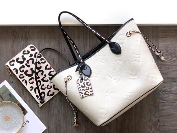 1:1 Replica Louis Vuitton LV Neverfull MM Wild At Heart Monogram Empreinte Leather Luxury Bag For Women M58525 - 12.2in/31cm